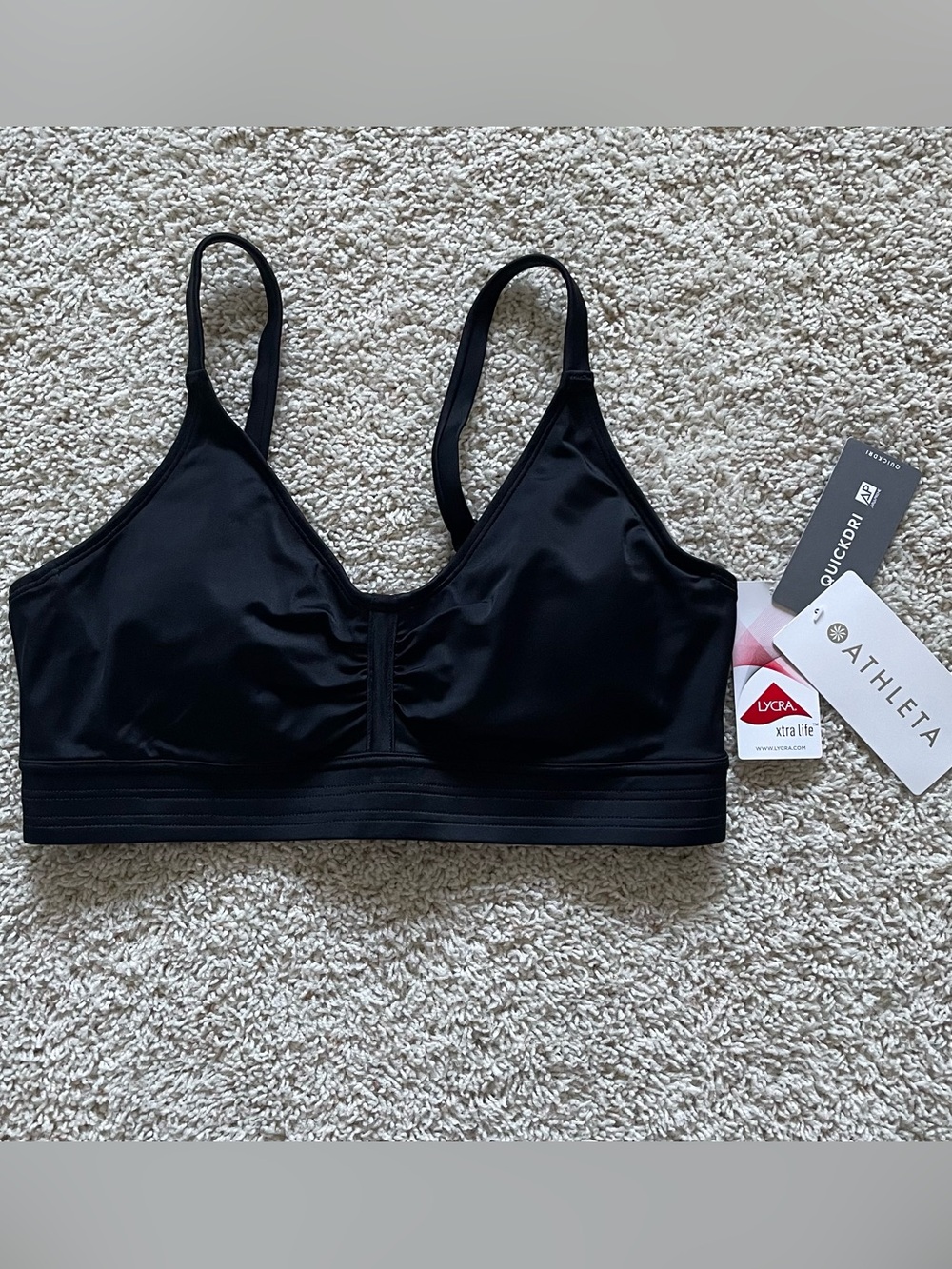 NWT Athleta Black Stitched Band Bikini Top